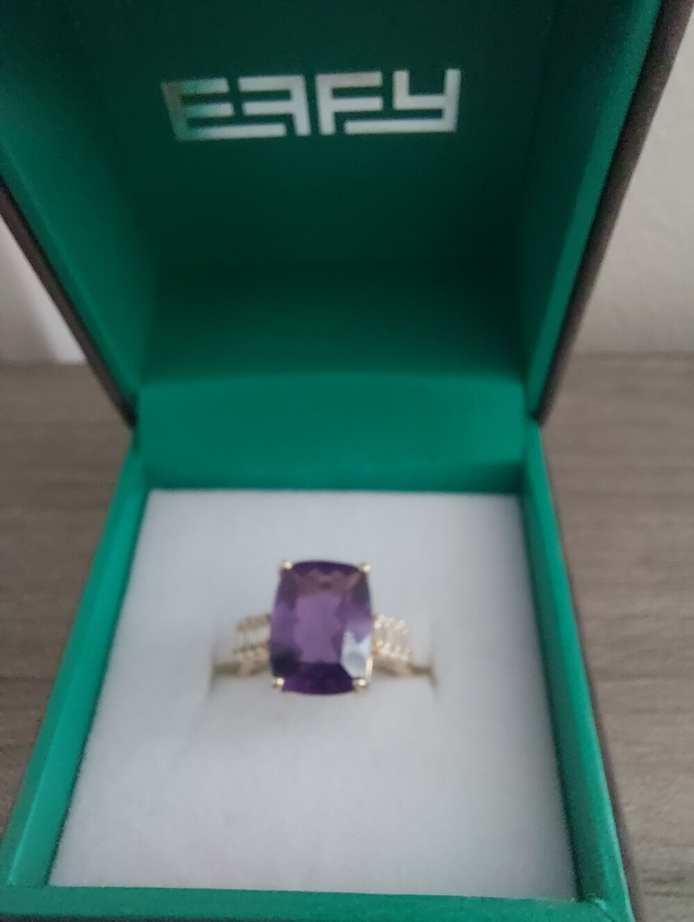 Effy 14kt Amethyst Ring With Genuine Diamonds Yellow Gold - Picture 11 of 16
